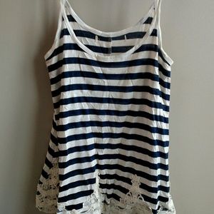 Navy and white lightly worn tank